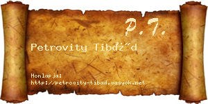 Petrovity Tibád névjegykártya